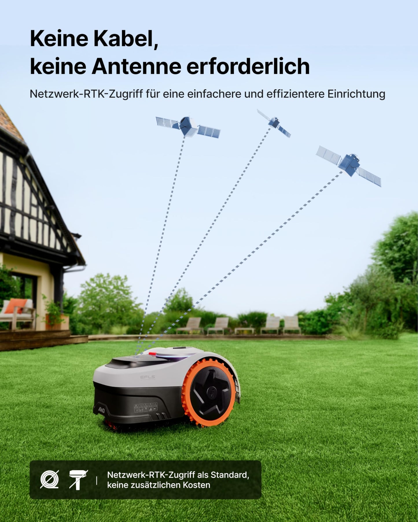 Navimow i208 AWD Mähroboter ohne Begrenzungskabel mit Garage S, 800 m², Allradantrieb, EFLS NRTK + Vision